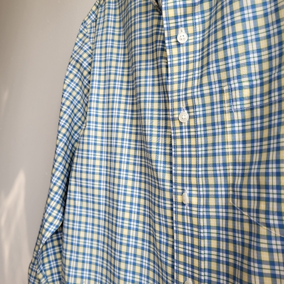 LL Beak Wrinkle Free Blue and Yellow Men's Button Up Dress Shirt Size S NWT - Picture 5 of 12